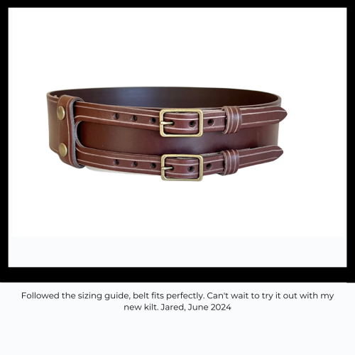 Double Buckle Kilt Belt, Dark Brown