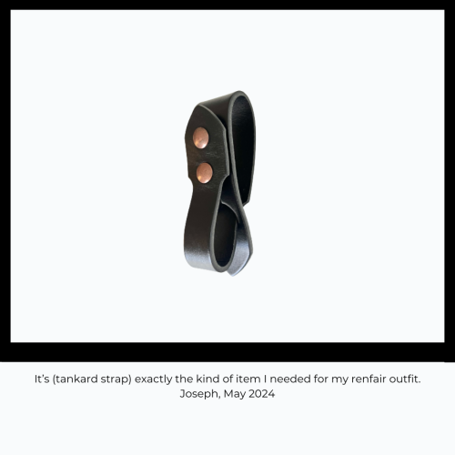 Tankard Strap, Black Leather, Antique Copper Hardware