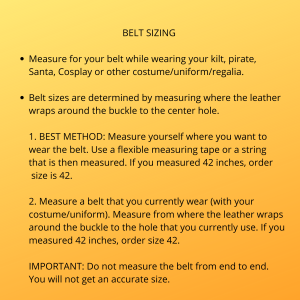 Belt Sizing Instructions for Pirate Belt and Kilt Belt