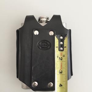 Black Hip Flask Holder for Belt with Nickel Snap Closure
