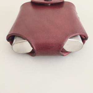 Red Hip Flask Holder for Belt with Black Snap Closure
