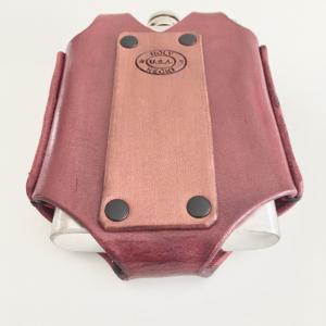 Red Hip Flask Holder for Belt with Black Snap Closure