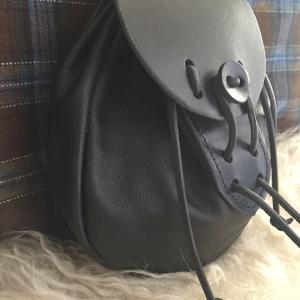 Rob Roy Sporran for Kilt, Black Leather Expandable Sporran