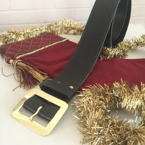 Santa Belt Pirate Belt Kilt Belt Black Leather Belt with Brass Buckle