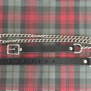 Leather Sporran Belt with Nickel Chain