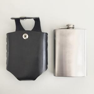 Black Hip Flask Holder for Belt with Nickel Snap Closure