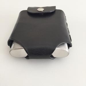 Black Hip Flask Holder for Belt with Nickel Snap Closure