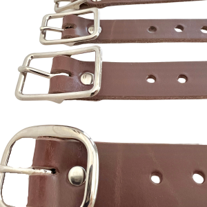 Four buckle strap sizes detail close up of buckles