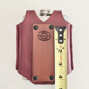 Red Hip Flask Holder for Belt with Black Snap Closure