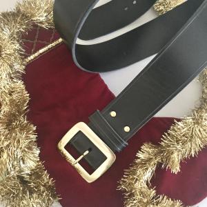 Santa Belt Pirate Belt Kilt Belt Black Leather Belt with Brass Buckle