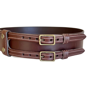 Chocolate Brown Double Buckle Kilt Belt Front View