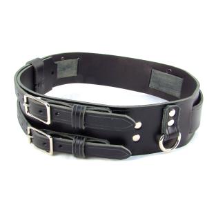 Kilt Belt Double Buckle Belt Black Leather Storage Loop D Ring Combo Belt