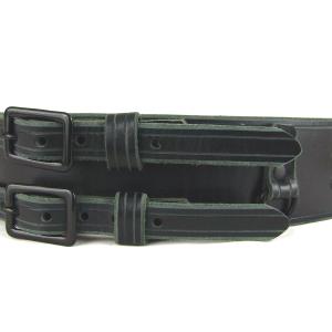Kilt Belt Double Buckle Belt Black Leather Storage Loop D Ring Combo Belt