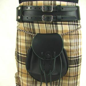 Kilt Belt Double Buckle Standard Black