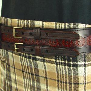 Kilt Belt Leather Double Buckle Kilt Belt Sprocket Belt Steampunk Kilt Belt