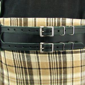 Kilt Belt Double Buckle Belt Black Leather Belt Basic Double Buckle Kilt Belt
