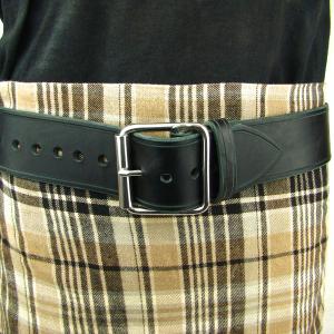 Belt Black Leather Belt Wide Belt Kilt Belt Double Bar Buckle