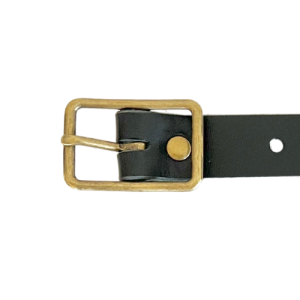 Kilt Buckle Strap Extenders for Tight Kilts, Black Leather, Various Widths, Antique Brass