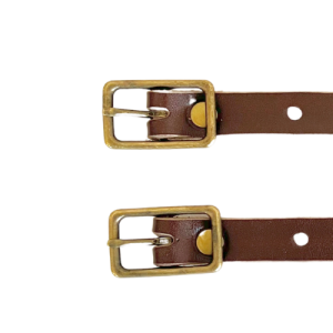 Kilt Buckle Strap Extenders for Tight Kilts, Dark Brown Leather, Various Widths, Antique Brass