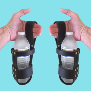 Black Leather Water Bottle Holder for Kilt Belt and Renaissance Costume