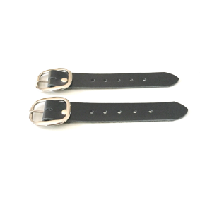 Kilt Buckle Strap Extenders for Tight Kilts, Black Leather, Various Widths, Nickel