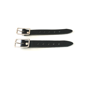 Kilt Buckle Strap Extenders for Tight Kilts, Black Leather, 1 inch width, 2 and 3 pc sets, Nickel
