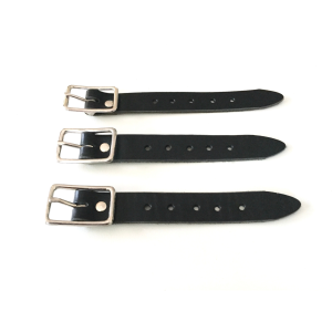 Kilt Buckle Strap Extenders for Tight Kilts, Black Leather, Various Widths, Nickel