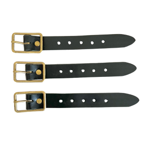 Kilt Buckle Strap Extenders for Tight Kilts, Black Leather, 1 inch width, 2 and 3 pc sets, Nickel