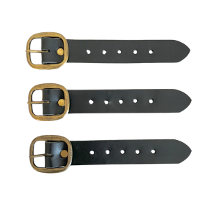 Kilt Buckle Strap Extenders for Tight Kilts, Black Leather, 1 1/4 inch width, 2 and 3 pc sets, Nickel