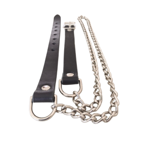 Sporran Belt, Black Leather with Nickel Chain