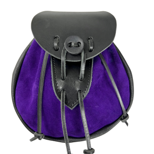 Rob Roy Sporran, Purple Suede Kilt Bag with Black Leather