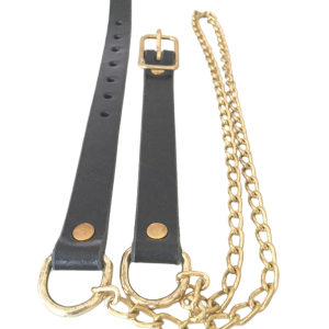 Sporran Belt, Black Leather with Nickel Chain