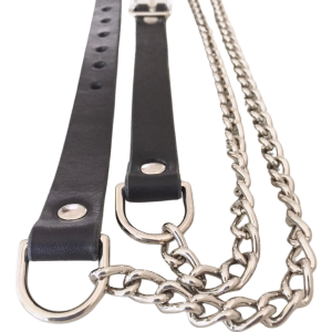 Sporran Belt, Black Leather with Brass Chain