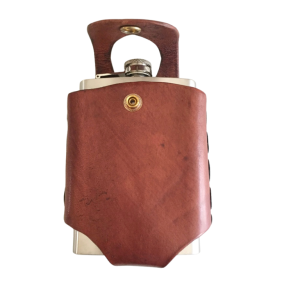 Hip Flask Holder for Kilt Belts, Tan Leather, 8 ounce Flask Optional