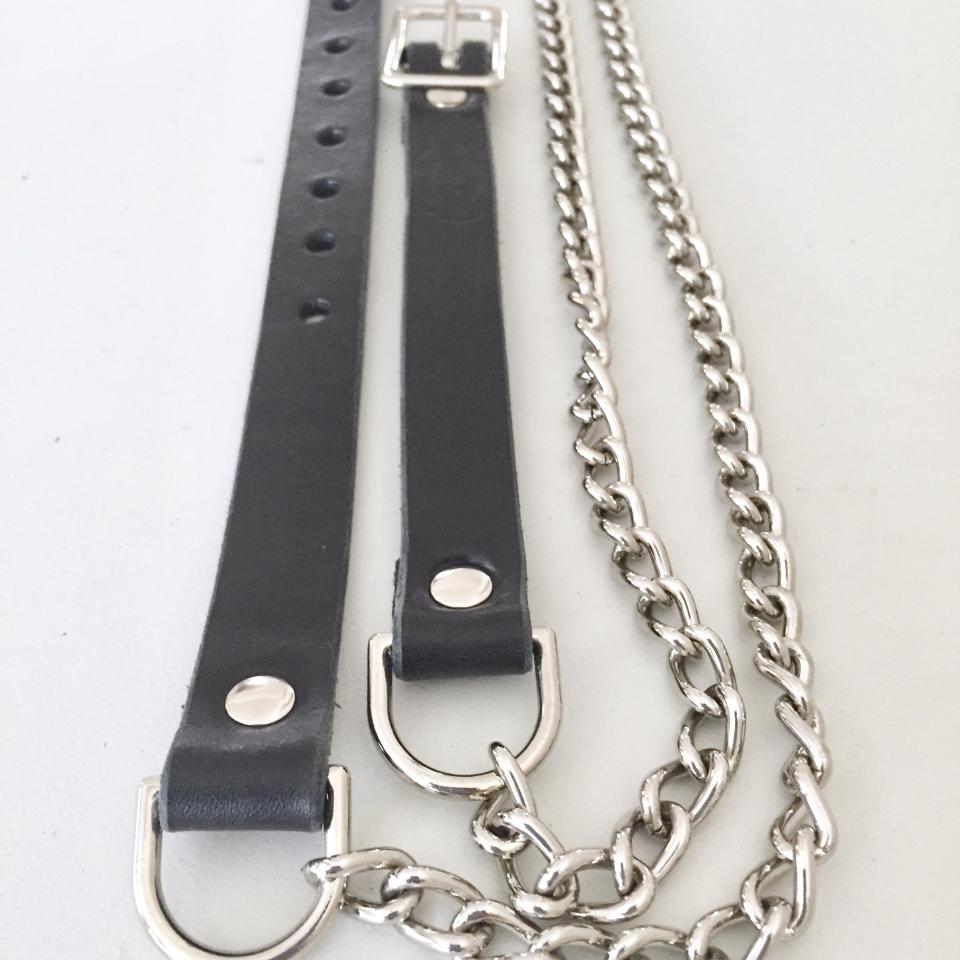 Sporran Belt, Black Leather and Chain Belt, Made in USA