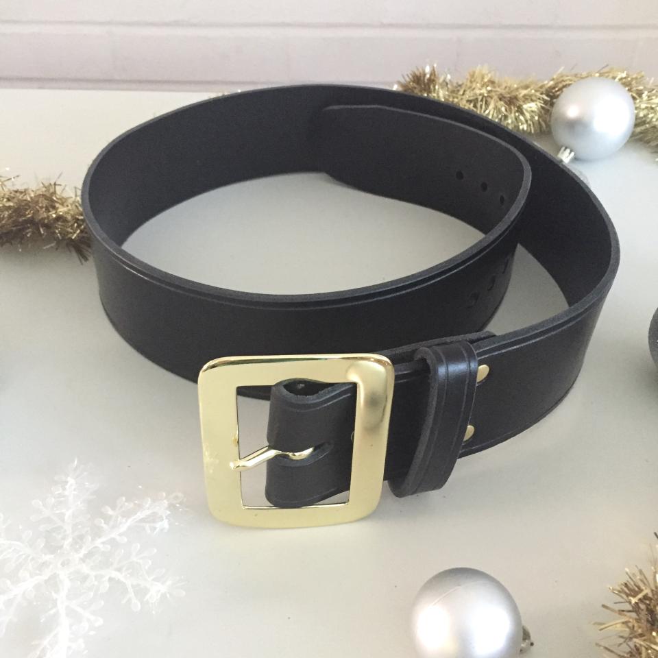 Santa Belt Pirate Belt Kilt Belt Black Leather Belt with Brass Buckle