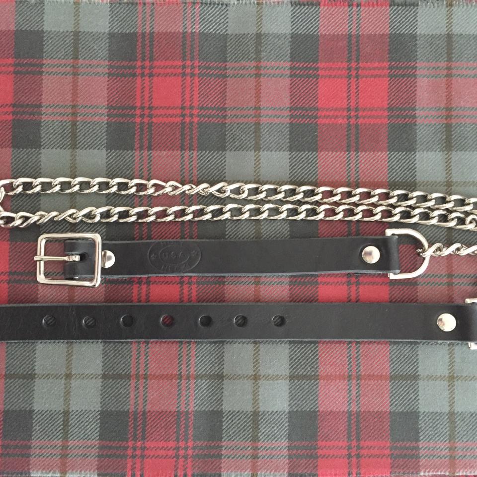 Leather Sporran Belt with Nickel Chain