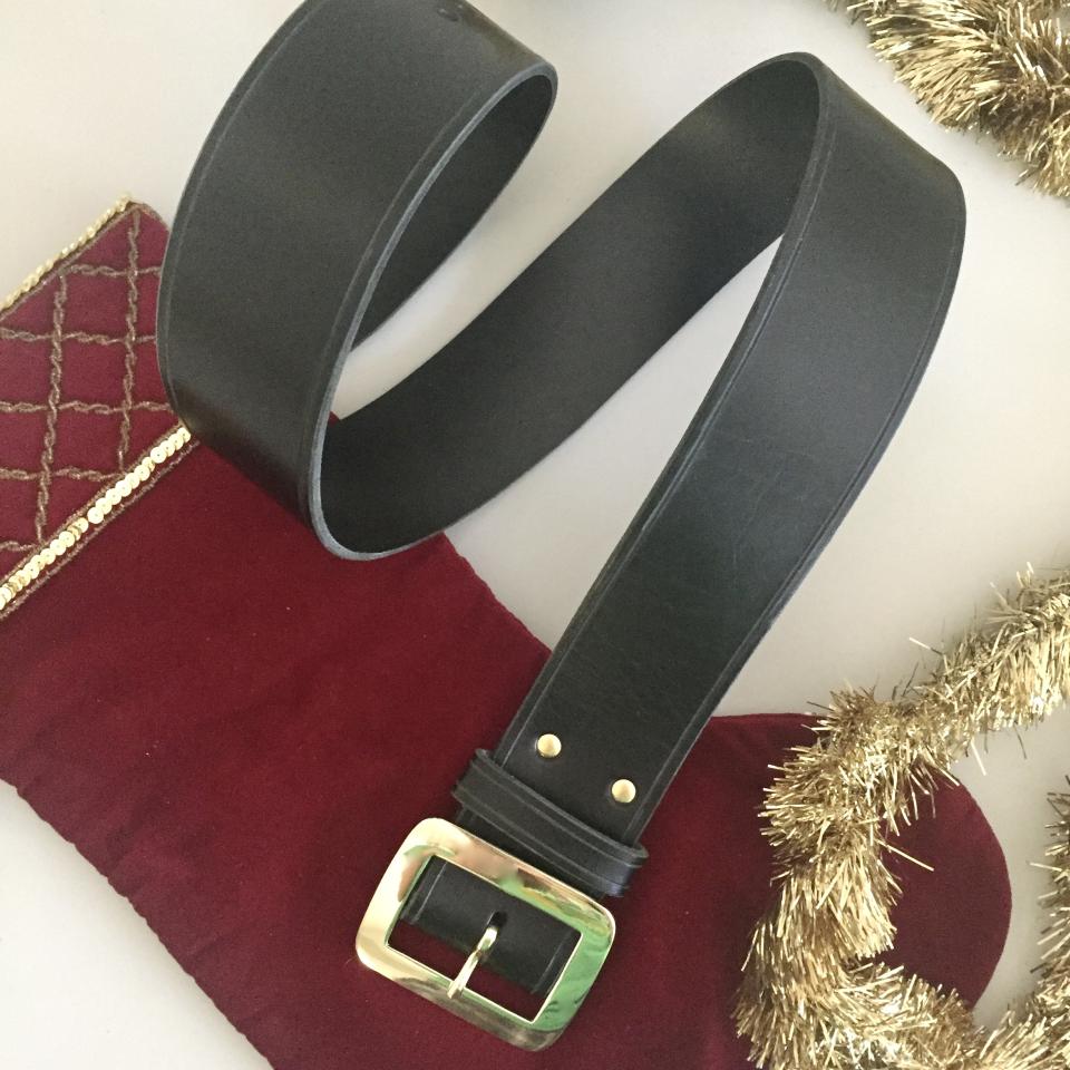 Santa Belt Pirate Belt Kilt Belt Black Leather Belt with Brass Buckle