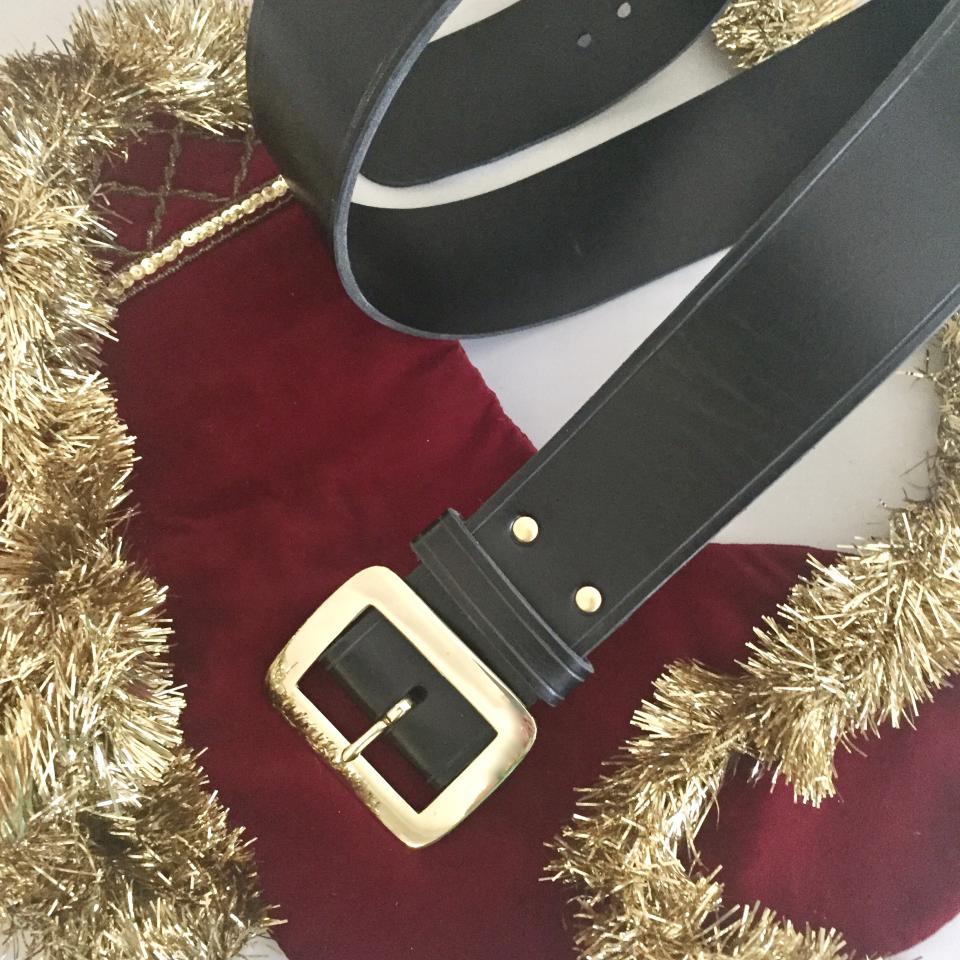 Santa Belt Pirate Belt Kilt Belt Black Leather Belt with Brass Buckle