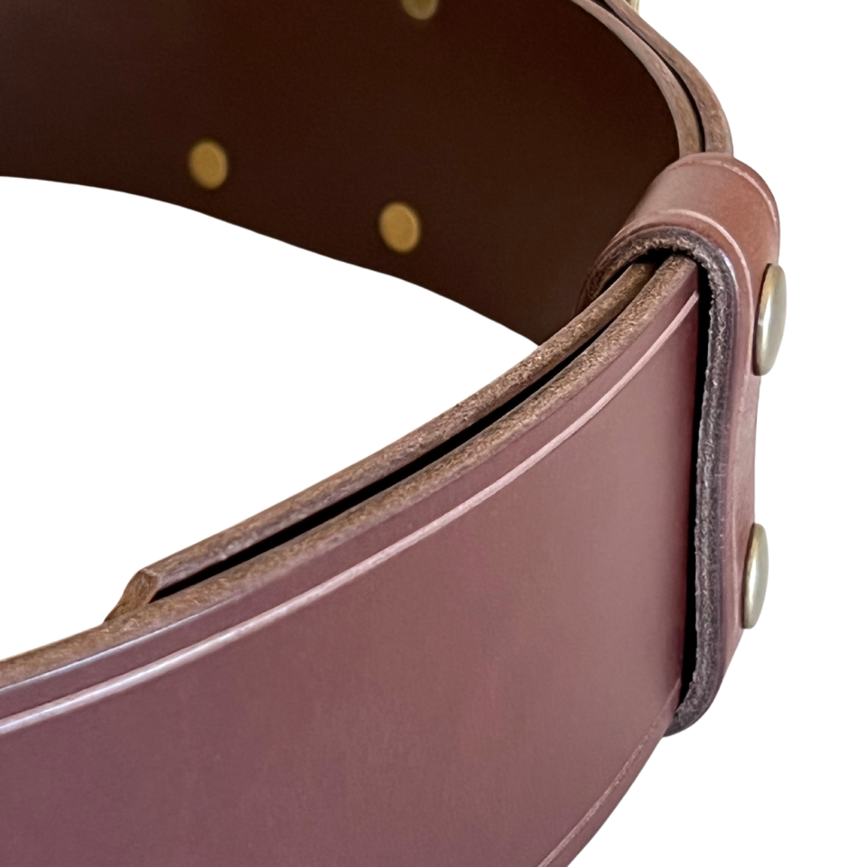 Chocolate Brown Double Buckle Kilt Belt Front Left Detail View