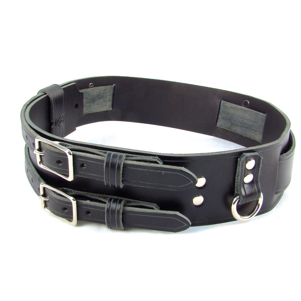 Kilt Belt Double Buckle Belt Black Leather Storage Loop D Ring Combo Belt