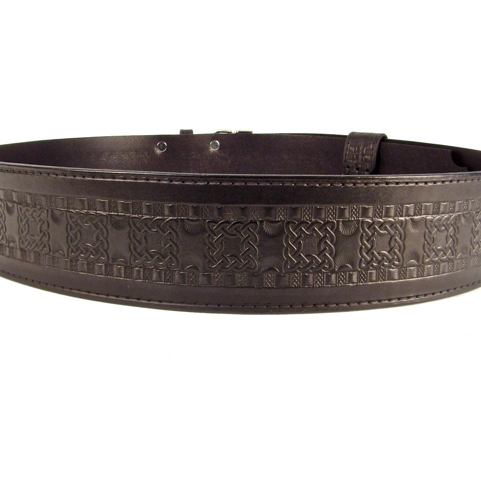 Kilt Belt Double Buckle Kilt Belt Black Celtic Knot Kilt Belt