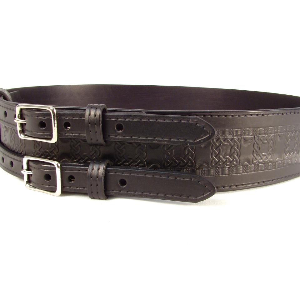 Kilt Belt Double Buckle Kilt Belt Black Celtic Knot Kilt Belt