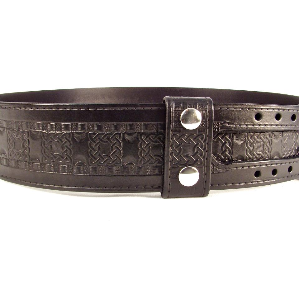 Kilt Belt Double Buckle Kilt Belt Black Celtic Knot Kilt Belt