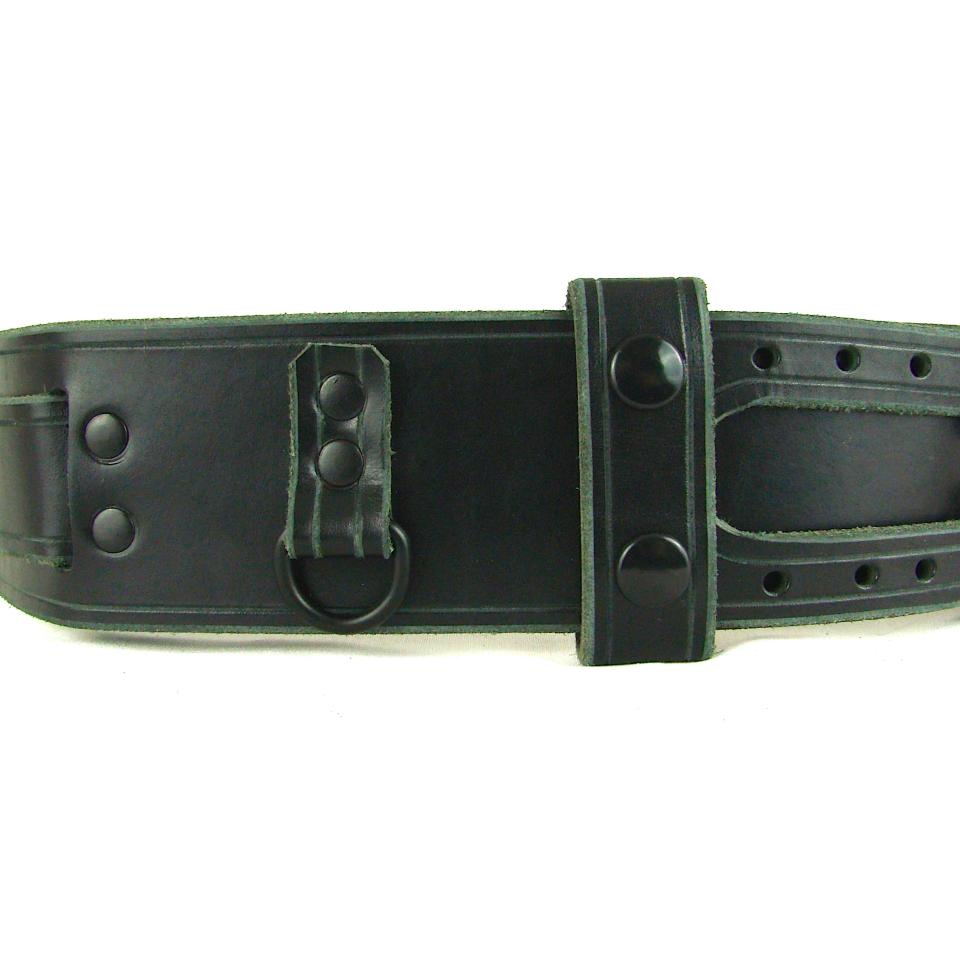 Kilt Belt Double Buckle Belt Black Leather Storage Loop D Ring Combo Belt