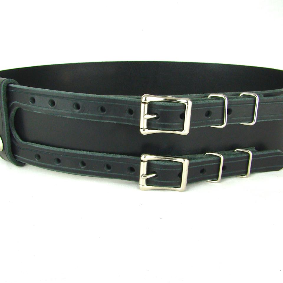 Kilt Belt Double Buckle Belt Black Leather Belt Basic Double Buckle Kilt Belt