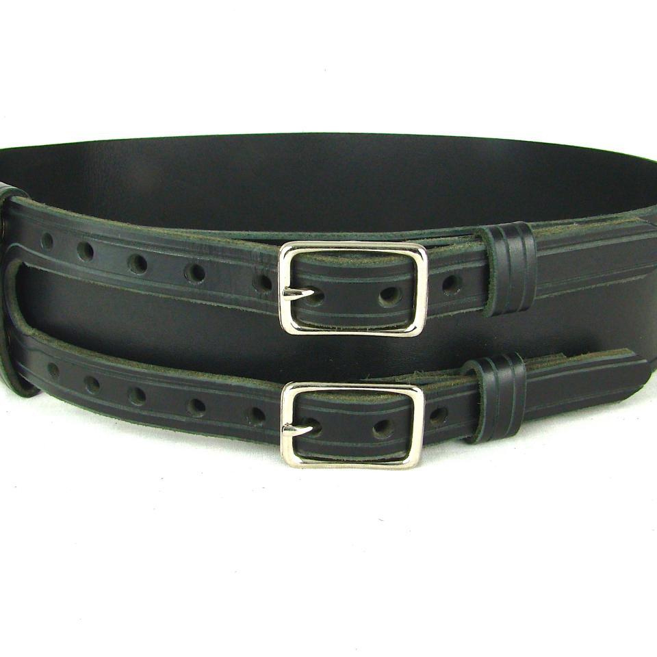 Kilt Belt Double Buckle Standard Black