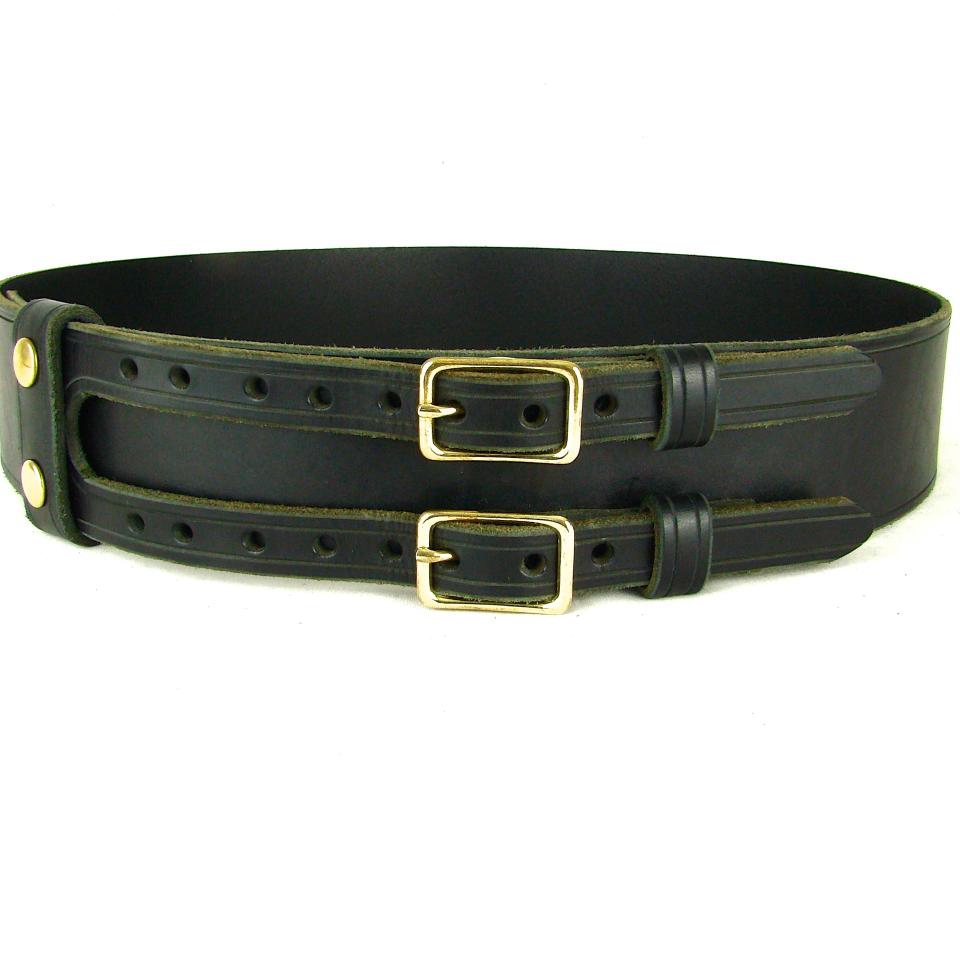 Kilt Belt Double Buckle Standard Black