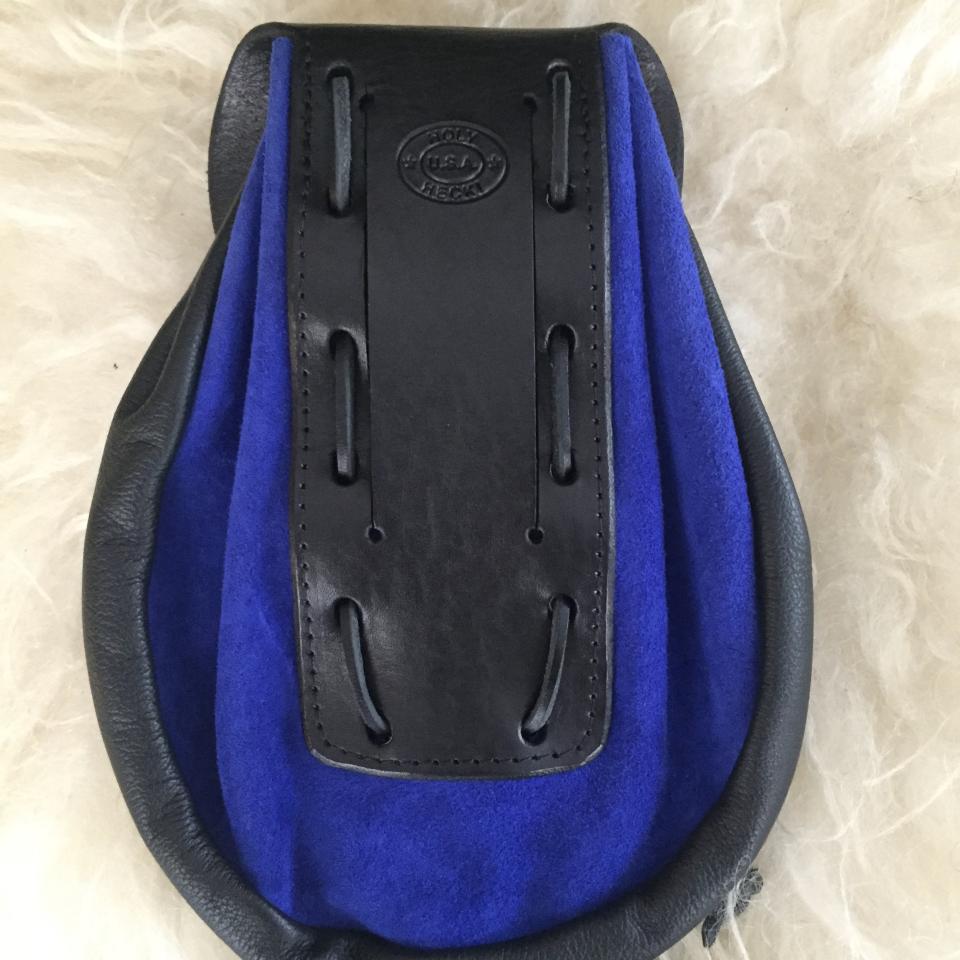 Back View of Blue Suede and Black Leather Rob Roy Style Sporran