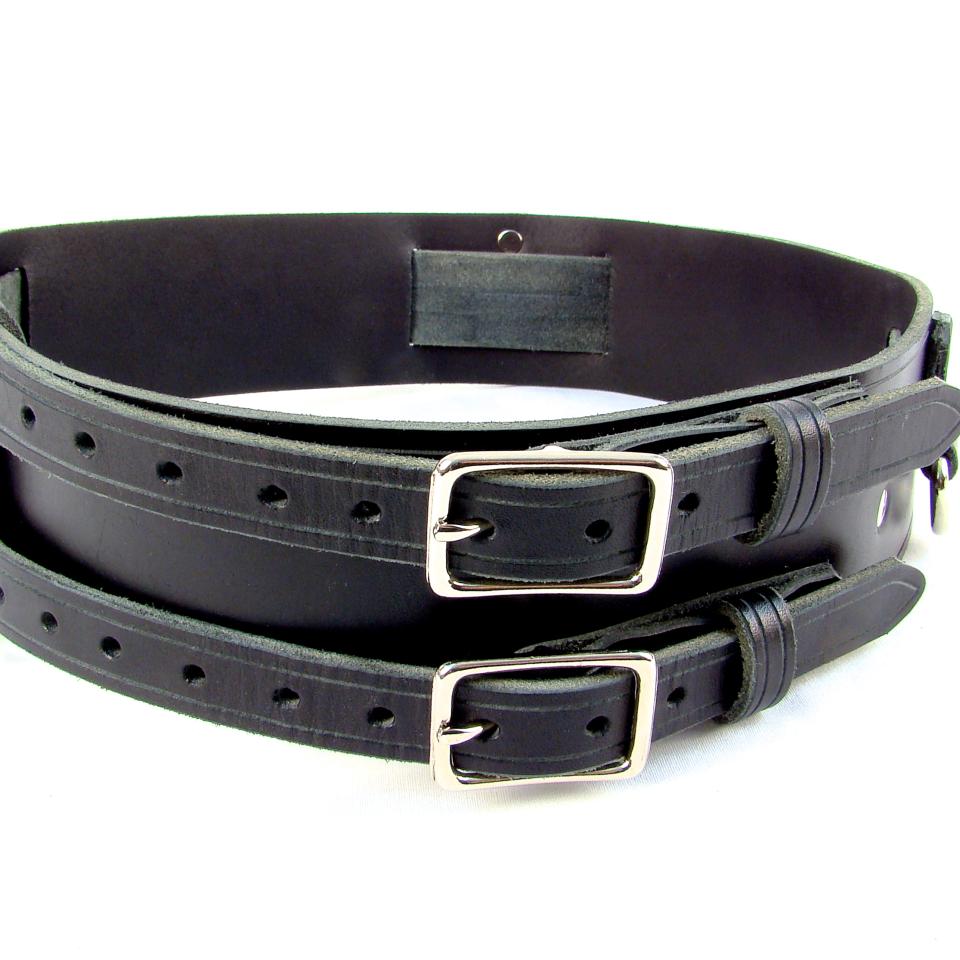 Kilt Belt Double Buckle Belt Black Leather Storage Loop D Ring Combo Belt